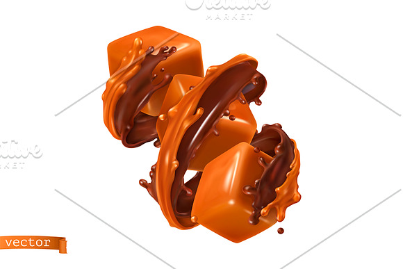 Fudge sweet caramel realistic vector in Illustrations - product preview 1