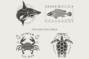 Vintage fish and sea food labels