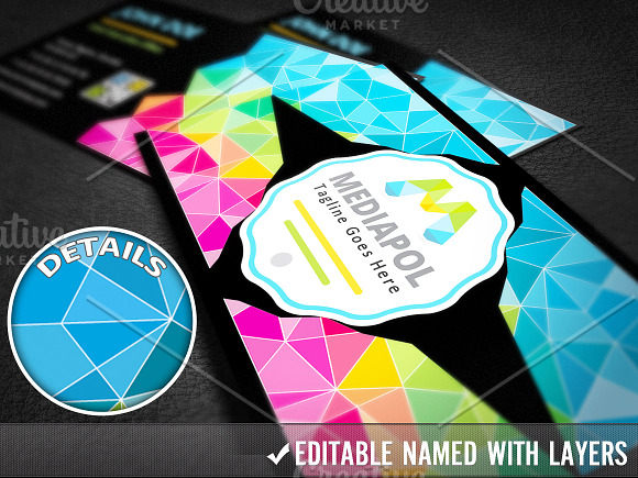Colorful Geometric Business Cards in Business Card Templates - product preview 3