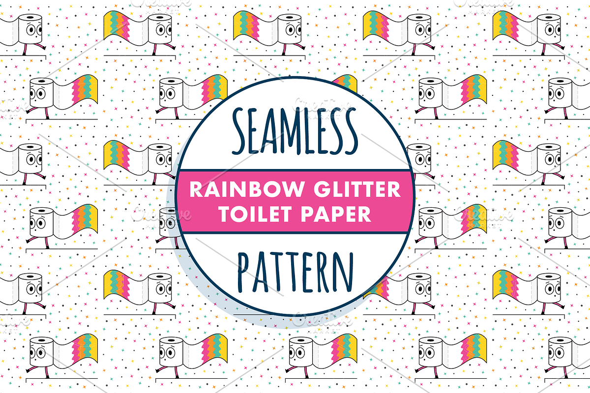 Seamless Rainbow ToiletPaper Pattern in Patterns - product preview 8