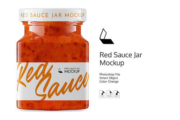 Red Sauce Jar Mockup #5