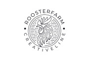 minimalist rooster line emblem logo