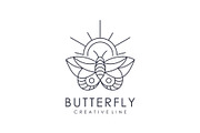 minimalist butterfly line art logo