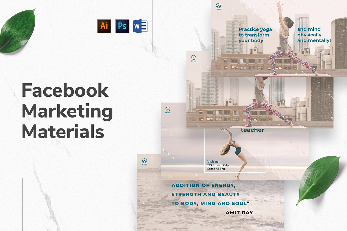 Yoga Instructor Facebook Materials in Facebook Templates - product preview 8