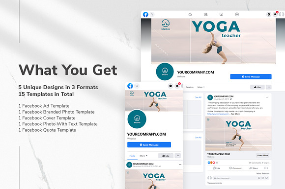 Yoga Instructor Facebook Materials in Facebook Templates - product preview 1