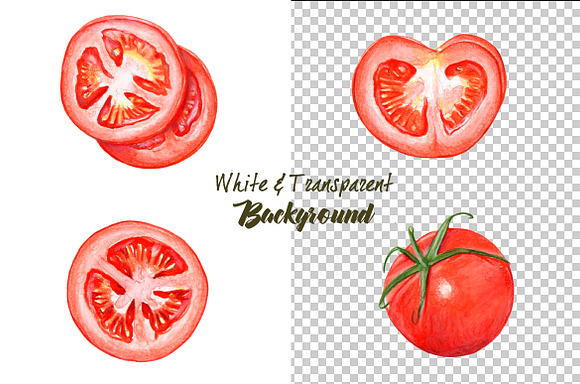 Whole & Sliced Tomates | 6 Clip-arts in Illustrations - product preview 2