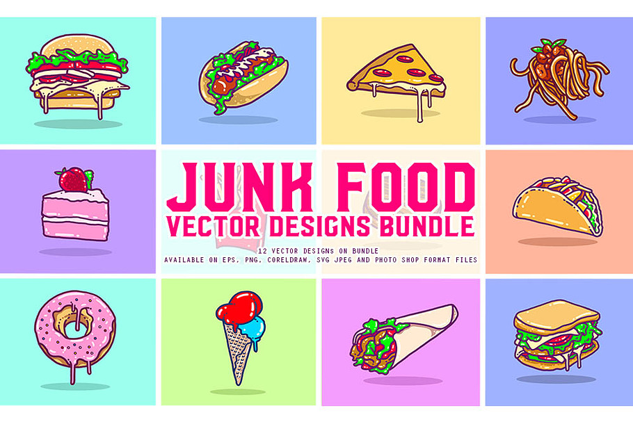 Junk Food Vector Designs Bundle
