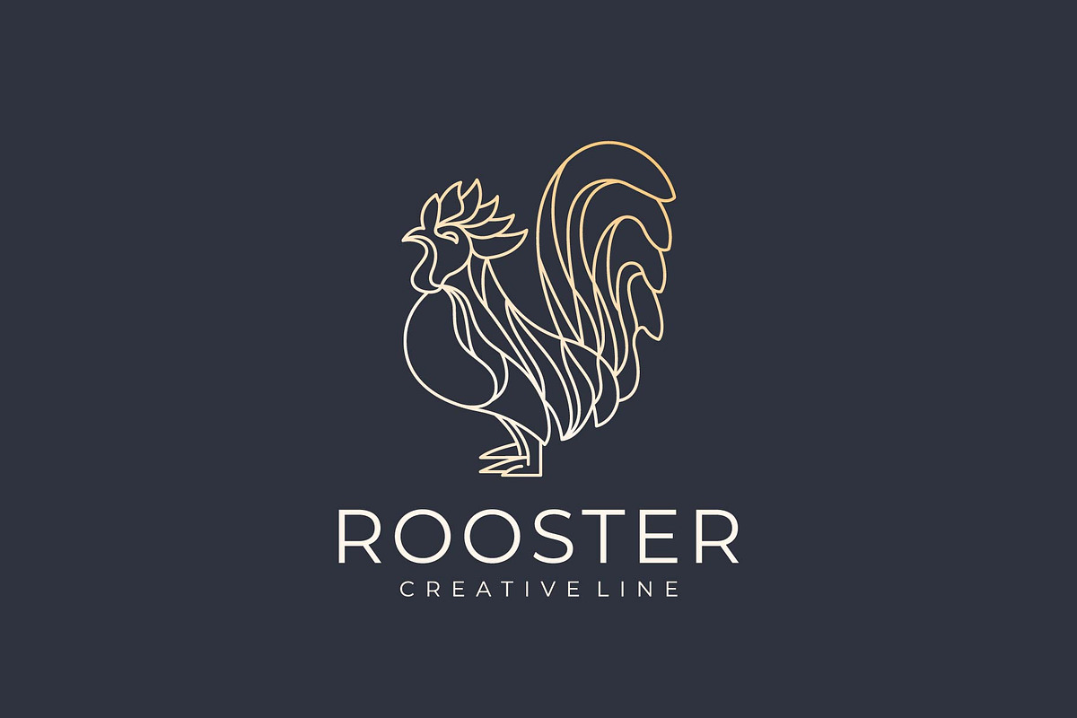 luxury gold rooster line logo in Logo Templates - product preview 8