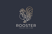 luxury gold rooster line logo