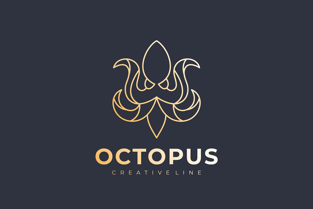 gold octopus line art logo in Logo Templates - product preview 8