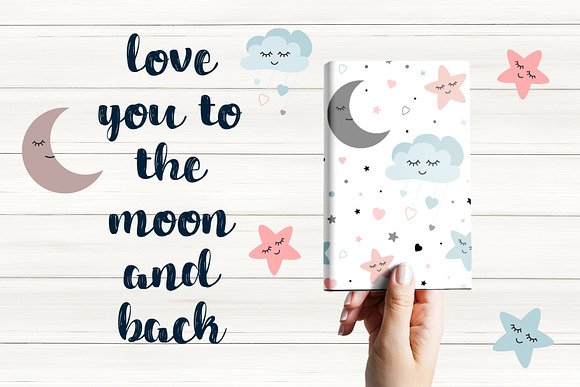 Stars and moon baby patterns set in Illustrations - product preview 8