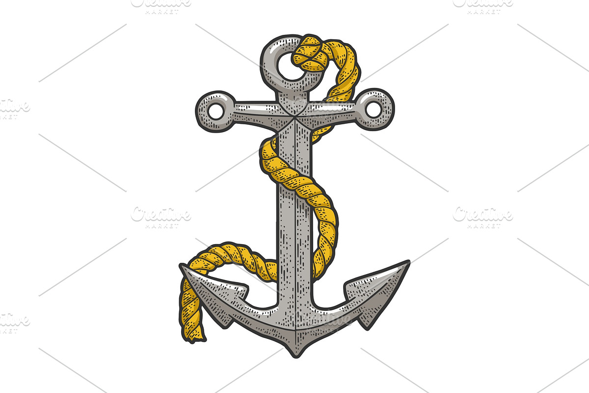 Anchor and rope sketch vector in Illustrations - product preview 8