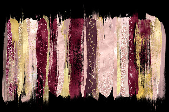 Blush Burgundy & Gold Brush Strokes in Illustrations - product preview 1