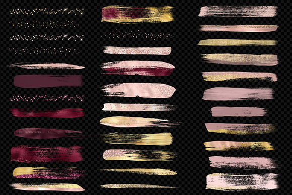 Blush Burgundy & Gold Brush Strokes in Illustrations - product preview 2