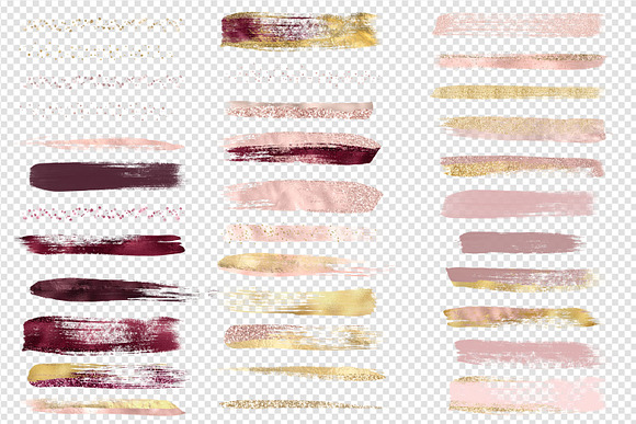 Blush Burgundy & Gold Brush Strokes in Illustrations - product preview 3