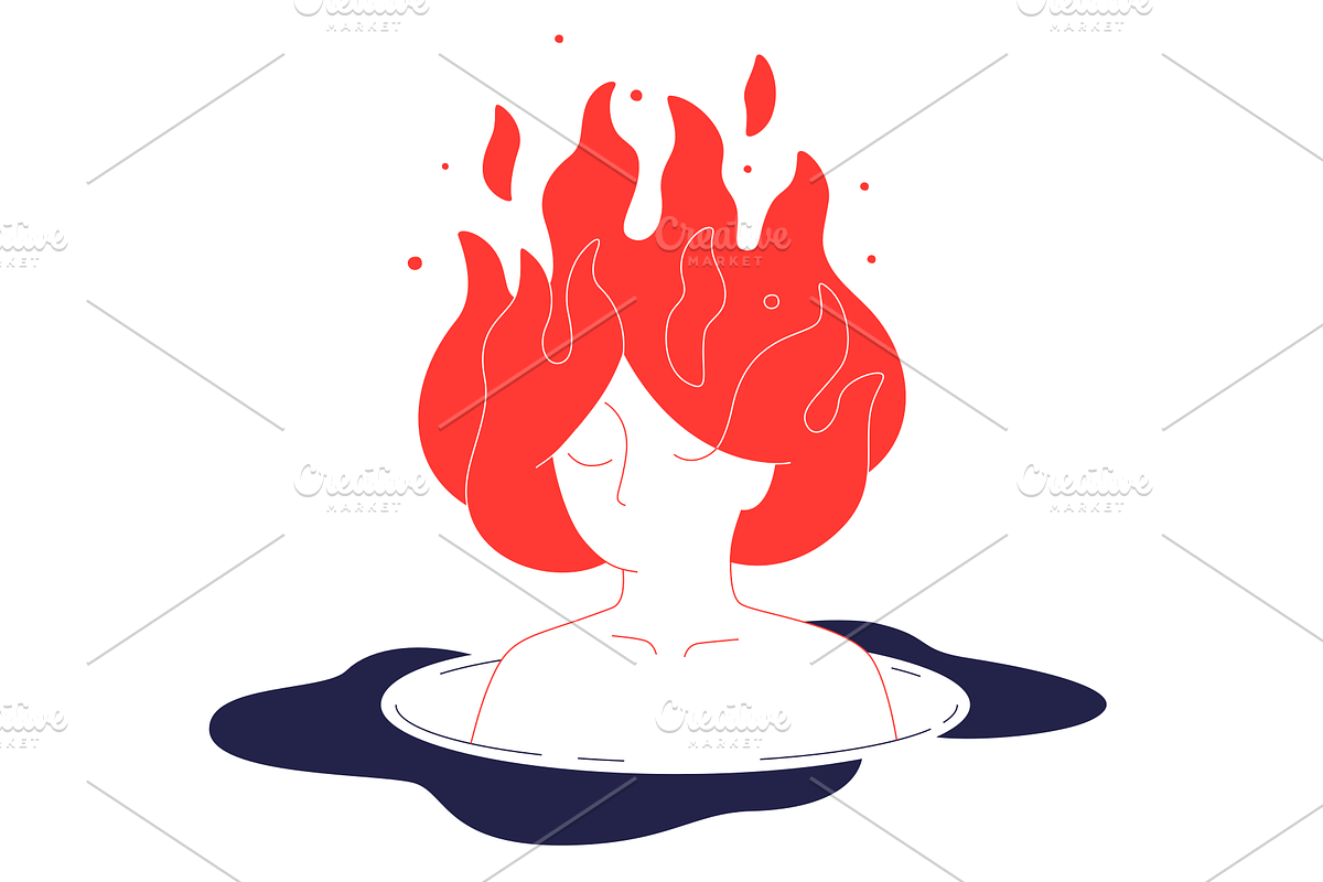 Woman with flame hair in Illustrations - product preview 8