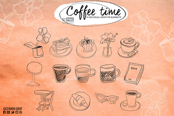 Coffee Time doodle clip art in Illustrations - product preview 1