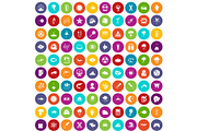 100 research icons set color