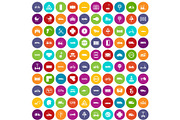 100 road icons set color