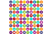 100 robot icons set color