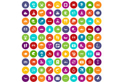 100 sea life icons set color