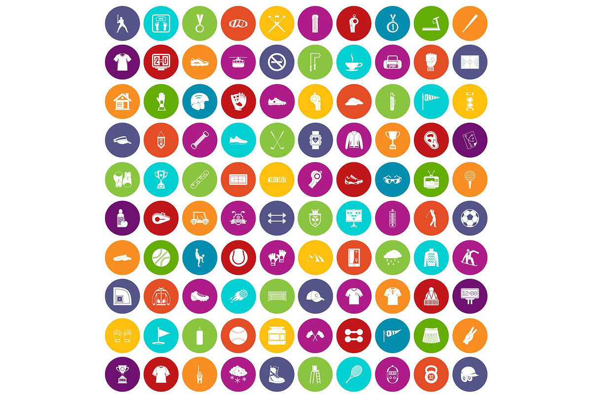 100 sport club icons set color in Illustrations - product preview 8