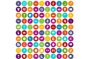 100 sport club icons set color