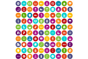 100 sport life icons set color