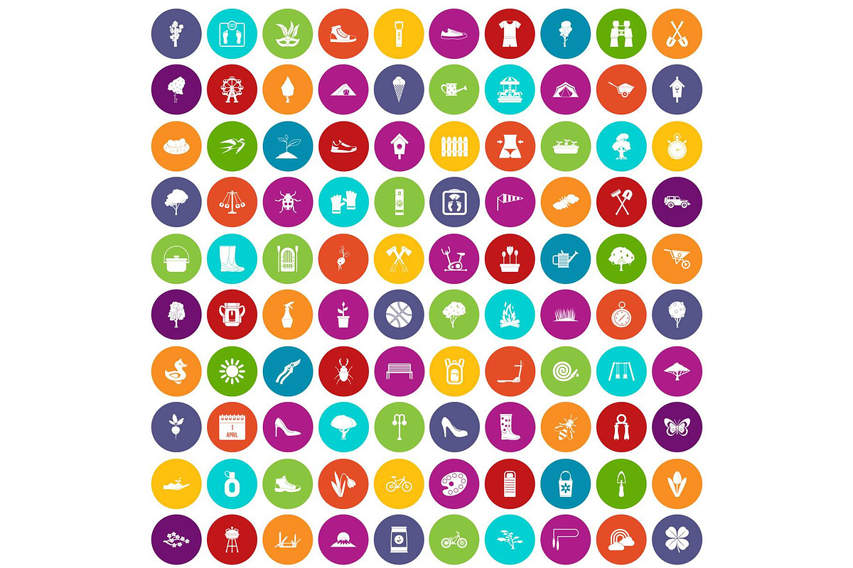 100 spring icons set color in Illustrations - product preview 8