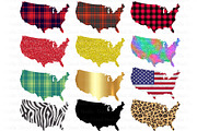 USA Map PNG Bundle, United States.