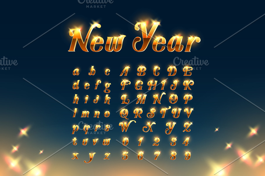 Happy New Year with Beautiful Font in Display Fonts - product preview 8
