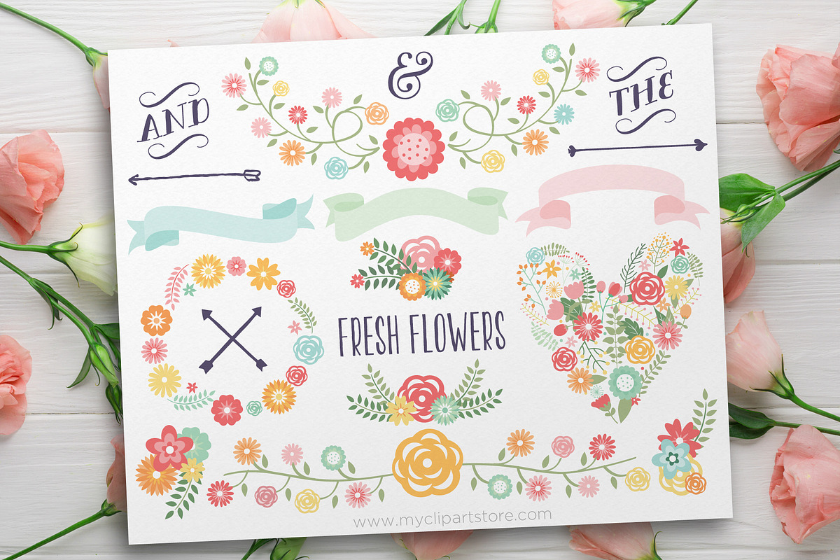 Spring Flowers, Laurels & Wreaths in Illustrations - product preview 8