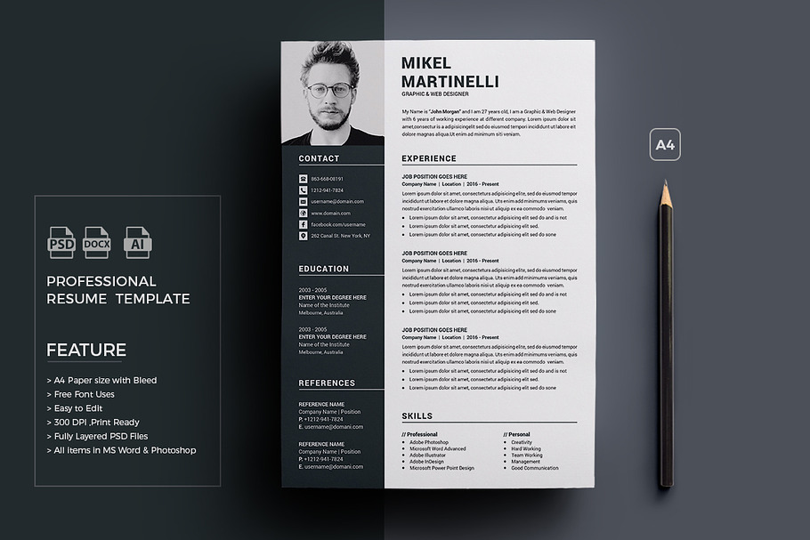 Resume/CV Word Template in Resume Templates - product preview 8