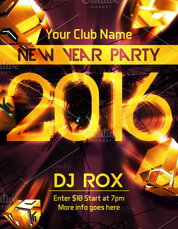New Year Party Flyer in Flyer Templates - product preview 2