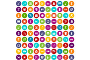 100 street festival icons set color