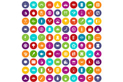 100 sushi bar icons set color