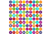100 target icons set color