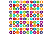 100 tasty food icons set color