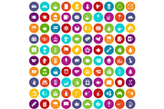100 tea cup icons set color