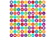 100 touch screen icons set color