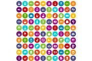 100 tourism icons set color