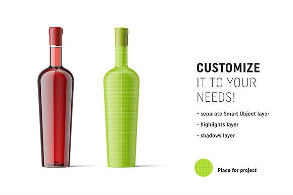 Wine bottle mockup in Product Mockups - product preview 1