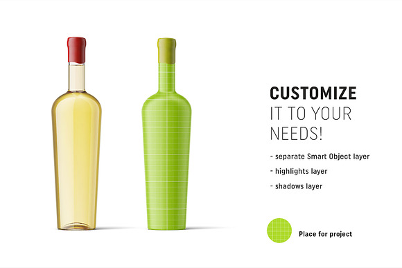 White wine bottle mockup in Product Mockups - product preview 1