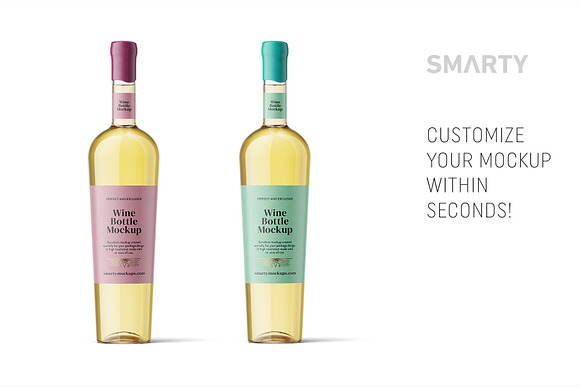 White wine bottle mockup in Product Mockups - product preview 2
