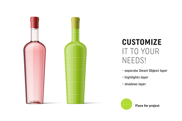 Rose wine bottle mockup in Product Mockups - product preview 1