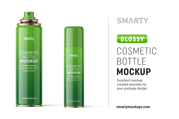 Glossy cosmetic bottle mockup 150ml