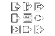 Logout and Exit Arrow Icons Set on