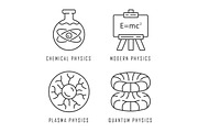 Physics branches linear icons set