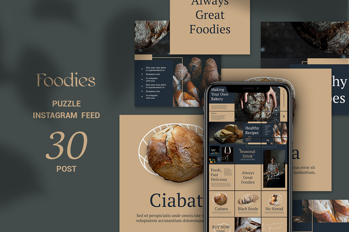 Foodies Puzzle Instagram Feed in Instagram Templates - product preview 8
