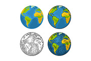 Earth planet. Vector color vintage